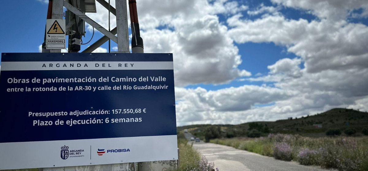 El Ayuntamiento de Arganda adjudica las obras de pavimentación del Camino del Valle